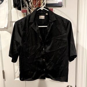 Aritzia Wilfred Silky Black Button Down Top